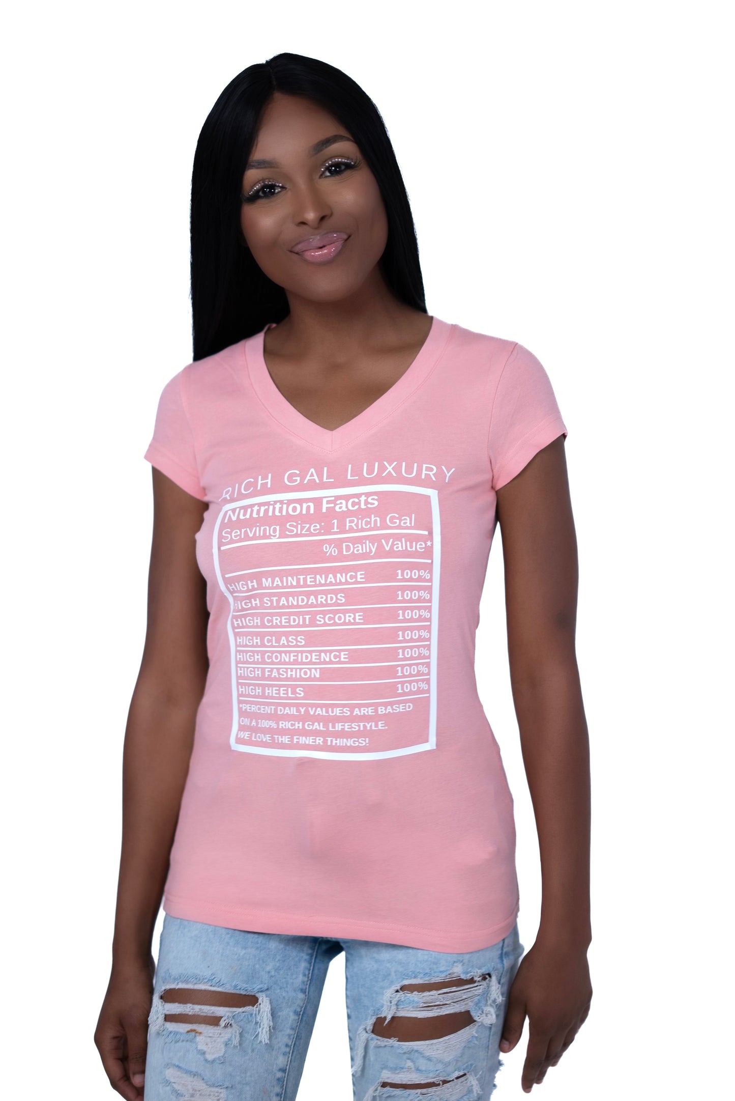 “Rich Gal” Signature T-Shirt (Blush Pink)
